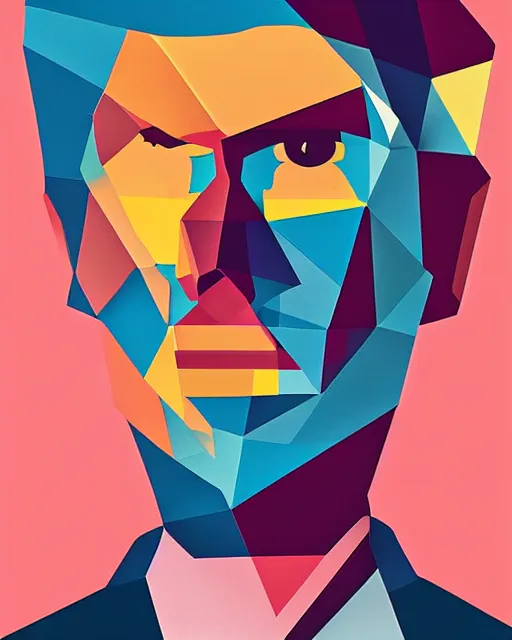 Image similar to cubist portrait of rick astley cutout digital illustration cartoon colorful beeple vector art