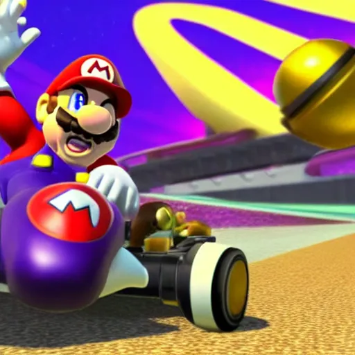 Image similar to thanos in mario kart