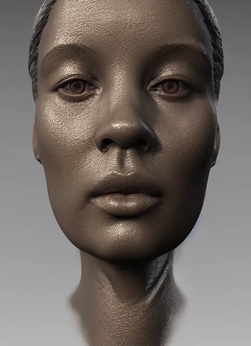 Image similar to 3D resin miniature sculpture by Jean-Baptiste Carpeaux, woman, prefect symmetrical face, academic art, realistic, 8K, Introduction factory photo, Hyperrealism. Subsurface scattering, raytracing, Octane Render, Zbrush, simple background