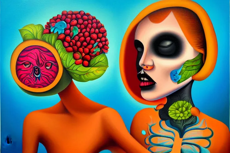 Prompt: pop-surrealism Lowbrow art painting in the style of Nataly Kukula Abramovich