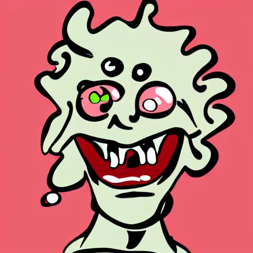 Image similar to cartoon person with acid tab on tongue