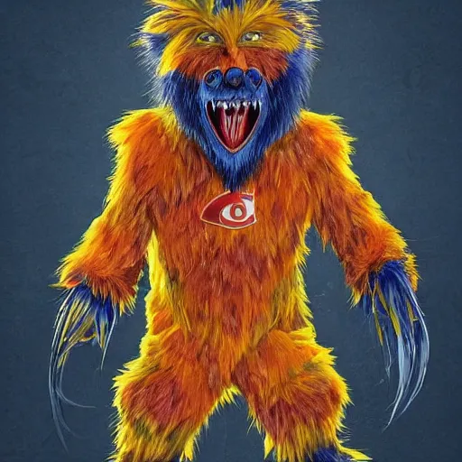 Image similar to scary anime Portrait of horrific Youppi the Habs Montreal Canadiens Mascot as a very dead powerful and violent pokemon, Youppi devouring Boston Bruins Bear Logo, lots of Bruins Bear Blood, highly detailed anime, high evolution, 1990s, haunted shiny legendary, darkness, smooth, sharp focus, dynamic lighting, intricate, trending on ArtStation, stuff of nightmares, illustration pokemon, art by WLOP