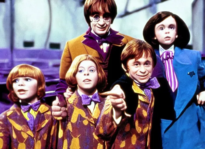 Image similar to film still of Harry potter in Willy Wonka's and the Chocolate Factory 1971