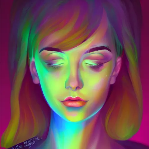 Prompt: portrait of a woman inspired by lois van baarle, iridescent, holographic