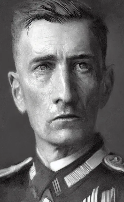 Prompt: Portrait of a WWI general, male, detailed face, 20th century, highly detailed, cinematic lighting, digital art painting by greg rutkowski