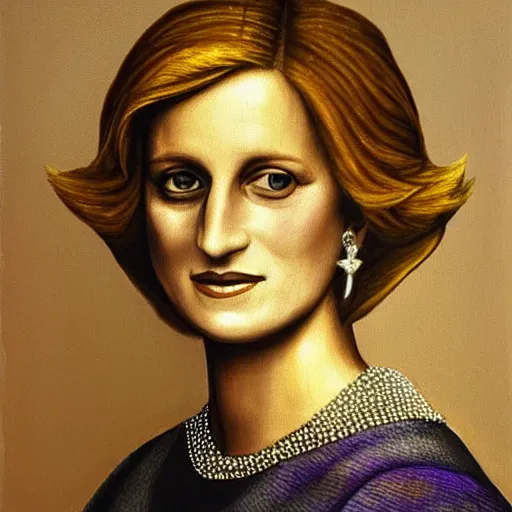 Image similar to a painting of princess diana in the style of leonardo da vinci