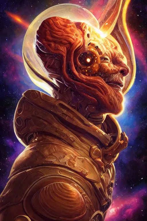 Image similar to beautiful oil painting with high detail of a wise Space ent(Winking) made of stars and plasma, hybrid from dungeons and dragons and art direction by James Cameron ;by artgerm; wayne reynolds art station; cinematic quality character render; low angle; ultra high quality model; production quality cinema model