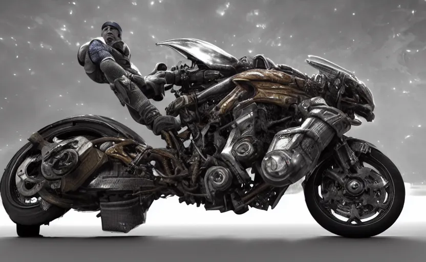 Prompt: Cyberpunk yamaha motorcycle, hyperrealistic mixed media, stunning 3d render inspired art by P. Craig Russell and Barry Windsor-Smith + perfect facial symmetry + dim volumetric lighting, 8k octane beautifully detailed render, post-processing, extremely hyperdetailed, intricate futuristic mechanic parts, epic composition, grim yet sparkling atmosphere, cinematic lighting + masterpiece, trending on artstation