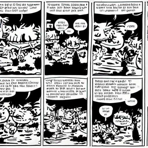 Image similar to A Calvin and Hobbes comic strip panel about demons