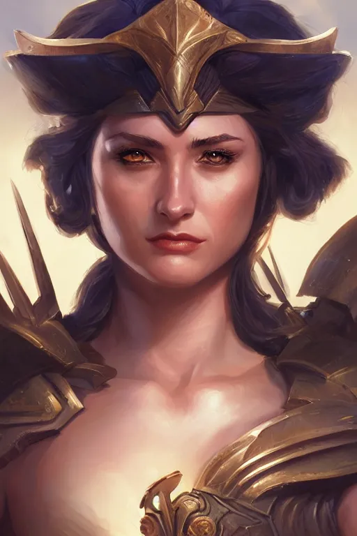 Image similar to amazon valkyrie athena, d & d, fantasy, portrait, highly detailed, headshot, digital painting, trending on artstation, concept art, sharp focus, illustration, art by artgerm and greg rutkowski and magali villeneuve