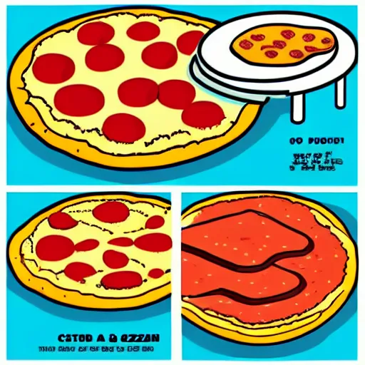 Prompt: “illustration of how cook pizza”