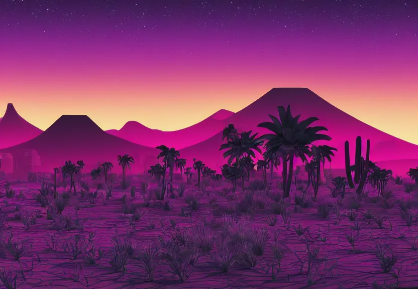 Prompt: a synthwave desert