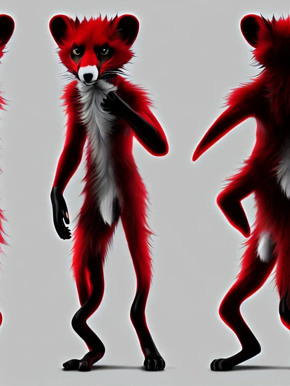 Image similar to furry - male - red - black - weasel - chaos theorist - fursona uhd ue 5 visual novel pc game expressions, photorealistic