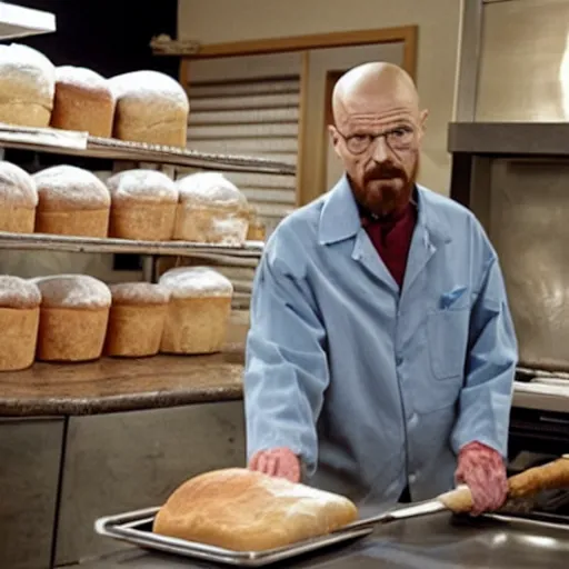 Image similar to walter white bakes bread, bakes bread