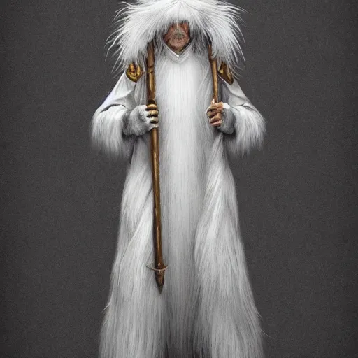 Image similar to portrait of a white panter with a very long fur and wizard hat, fantasy, trending on artstation, heroic pose, illustration, highly detailed, simple, 8k