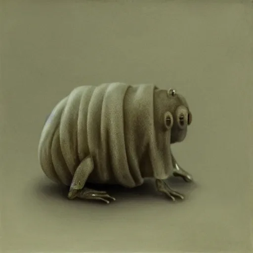 Image similar to tardigrade in style of vilhelm hammershoi