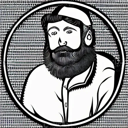 Image similar to bearded man turns bowl on woodlathe, vector art