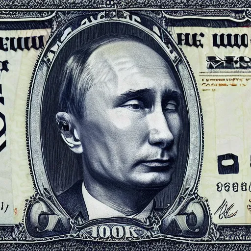 Image similar to portrait of putin sniffing coke, doped with cocaine, a lot of cocaine around, rolled banknote in his nose, high detailed 8 k insane detail