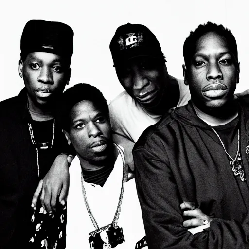 Prompt: a tribe called quest new york black and white