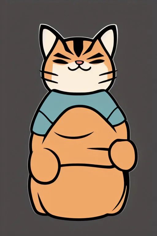 Prompt: Cat that is a sumo wrestler, sticker, colorful, illustration, highly detailed, simple, smooth and clean vector curves, no jagged lines, vector art, smooth