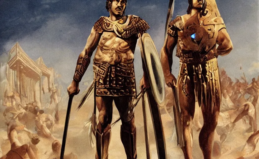 Image similar to the great greek warrior achilles from the book of the long sun by gene wolfe,