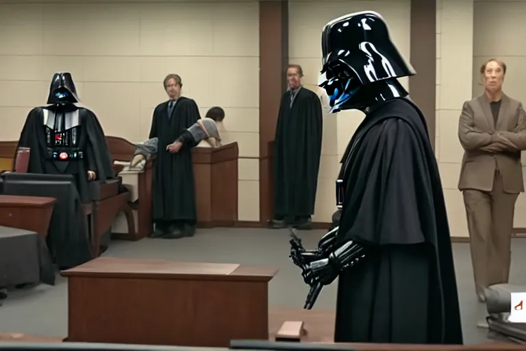 Image similar to darth vader in court being defended by saul goodman, court images, 1 0 8 0 p, court archive images