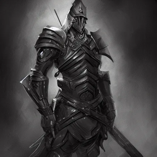 Image similar to a soldier in black armor ,D&D, fantasy, elegant, hopeful, muscular, highly detailed, digital painting, artstation, concept art, smooth, sharp focus, illustration