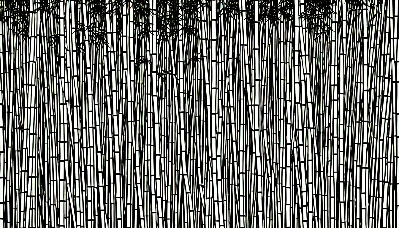 Prompt: bamboo forest by dan mumford and peter doig and edward hopper, symmetrical, minimal, black ink, thick lines highly detailed, muted colours 8 k