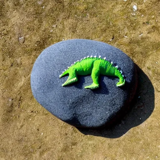 Prompt: a rock shaped like a dinosaur