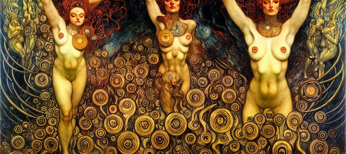 Image similar to Divine Chaos Engine by Karol Bak, Jean Delville, William Blake, Gustav Klimt, and Vincent Van Gogh, symbolist, visionary