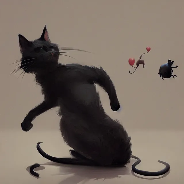 Prompt: a beautiful painting of a cute black cat catching a mouse. disney character design by cory loftis, fenghua zhong, ryohei hase, ismail inceoglu and ruan jia. artstation, volumetric light, detailed, photorealistic, rendered in octane