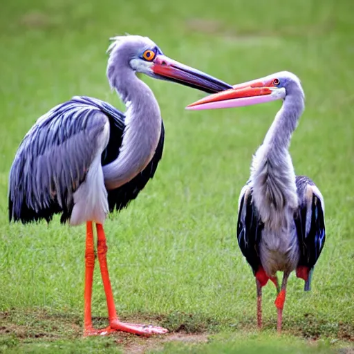 Prompt: a shoebill stork celebrating a birthday party with his friends