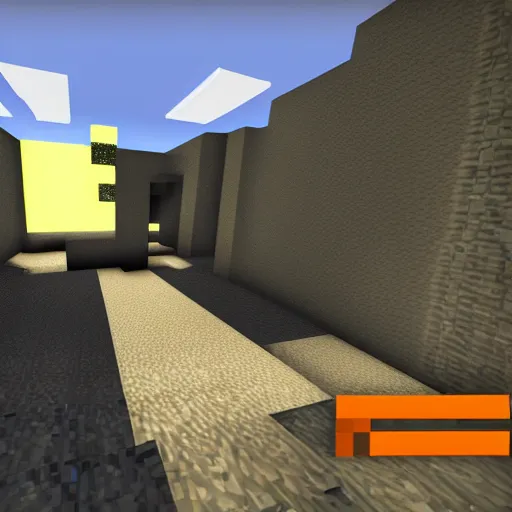 Half-Life 2 in minecraft, game footage, Stable Diffusion