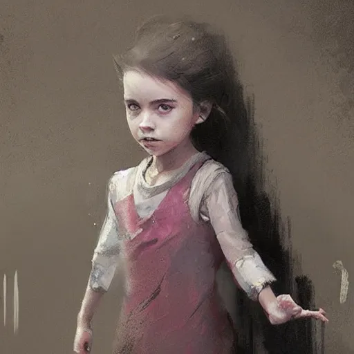 Prompt: little girl, artwork by greg rutkowski,