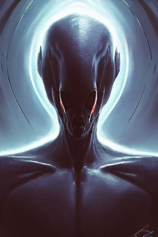 Image similar to Portrait of a deadly evil Alien, wide angle, super highly detailed, professional digital painting, artstation, concept art, smooth, sharp focus, no blur, no dof, extreme illustration, Unreal Engine 5, Photorealism, HD quality, 8k resolution, cinema 4d, 3D, beautiful, cinematic, art by artgerm and greg rutkowski and alphonse mucha and loish and WLOP