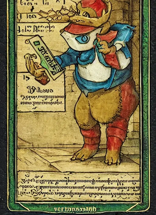 Image similar to a pokemon card from the 1 5 0 0 s