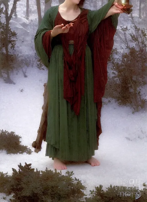 Image similar to a mage casting a frost spell by william - adolphe bouguereau