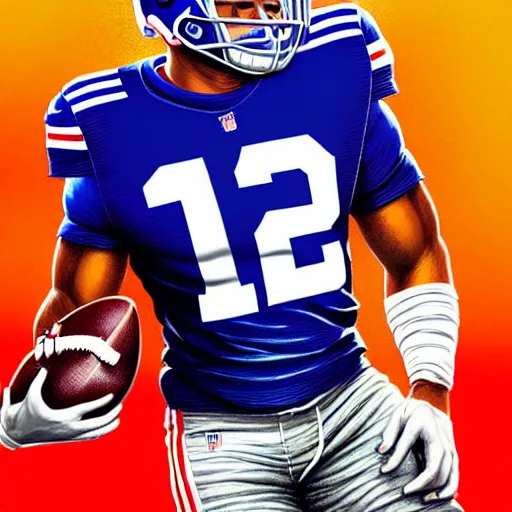 Prompt: highly detailed portrait of saquon barkley wearing a ny giants football shirt, unreal engine, fantasy art by greg rutkowski, loish, rhads, ferdinand knab, makoto shinkai and lois van baarle, ilya kuvshinov, rossdraws, tom bagshaw, global illumination, radiant light, detailed and intricate environment h 6 0 4