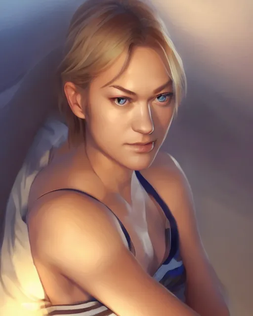 Image similar to yvonne strahovski, full shot, atmospheric lighting, visible face, perfectly shaded body, by makoto shinkai, stanley artgerm lau, wlop, rossdraws