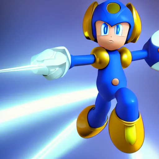 Prompt: 3d render of Mega Man