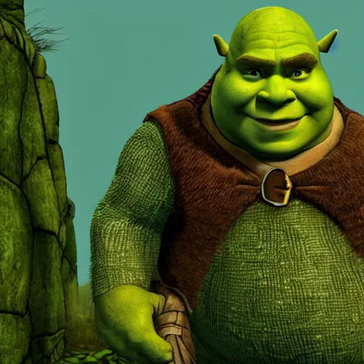 Prompt: Shrek in the style of Bard's Tale (2004), developed by inXile Entertainment. Shrek green orge in Bard's Tale