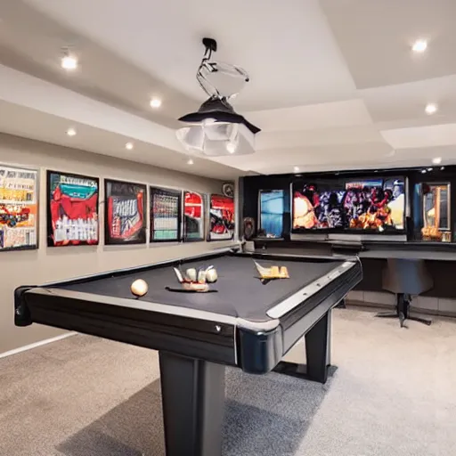 Prompt: the ultimate man cave,photgraphy,detailed