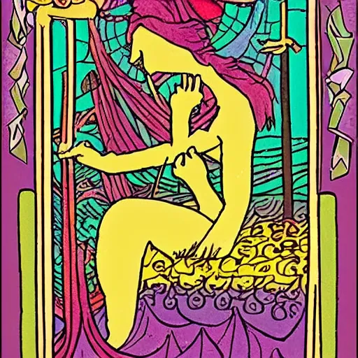 Image similar to alternative tarot card for stimulating active imagination for the purpose of introspection, in the style of erin hanson