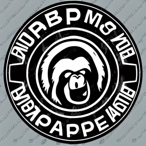 Image similar to a logo of an illustrated ape for a video game company, designed, vector, black background