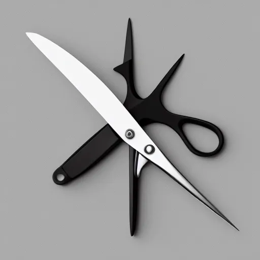 Image similar to “automated scissors by dieter rams, full product photo, keyshot render, white smooth industrial design, apple computer scissors”