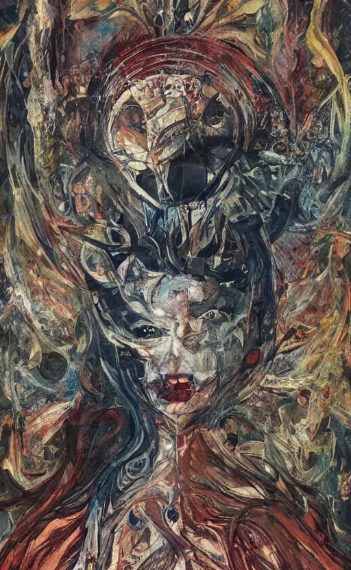Prompt: woman made of blood vanes, high detail, 8k, ornate, masterpiece, complex, haze, film still from the movie directed by Denis Villeneuve with art direction by Pablo Picasso and Greg rutkowski, Alex Gray