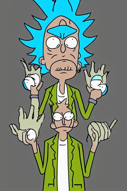 Prompt: a cross between rick sanchez and morty