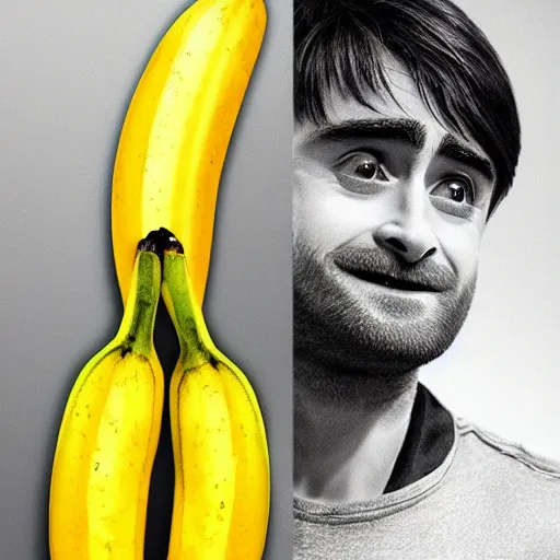 Prompt: banana looking like daniel radcliffe, ultra details, photo realistic