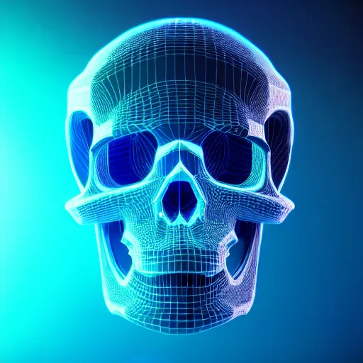 Image similar to cybertronic skull on blue flames , 3d render , octane render , 4k , HD