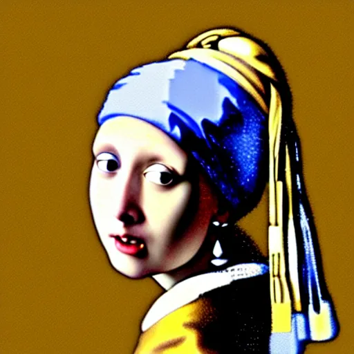 Image similar to Girl With a Pearl Earring in the style of Salvador Dalí